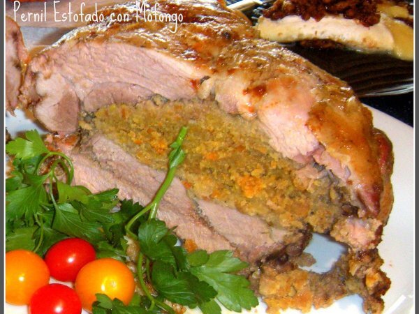 PERNIL ESTOFADO CON MOFONGO- (Roast Pork Stuffed with Green Mashed Plantains)