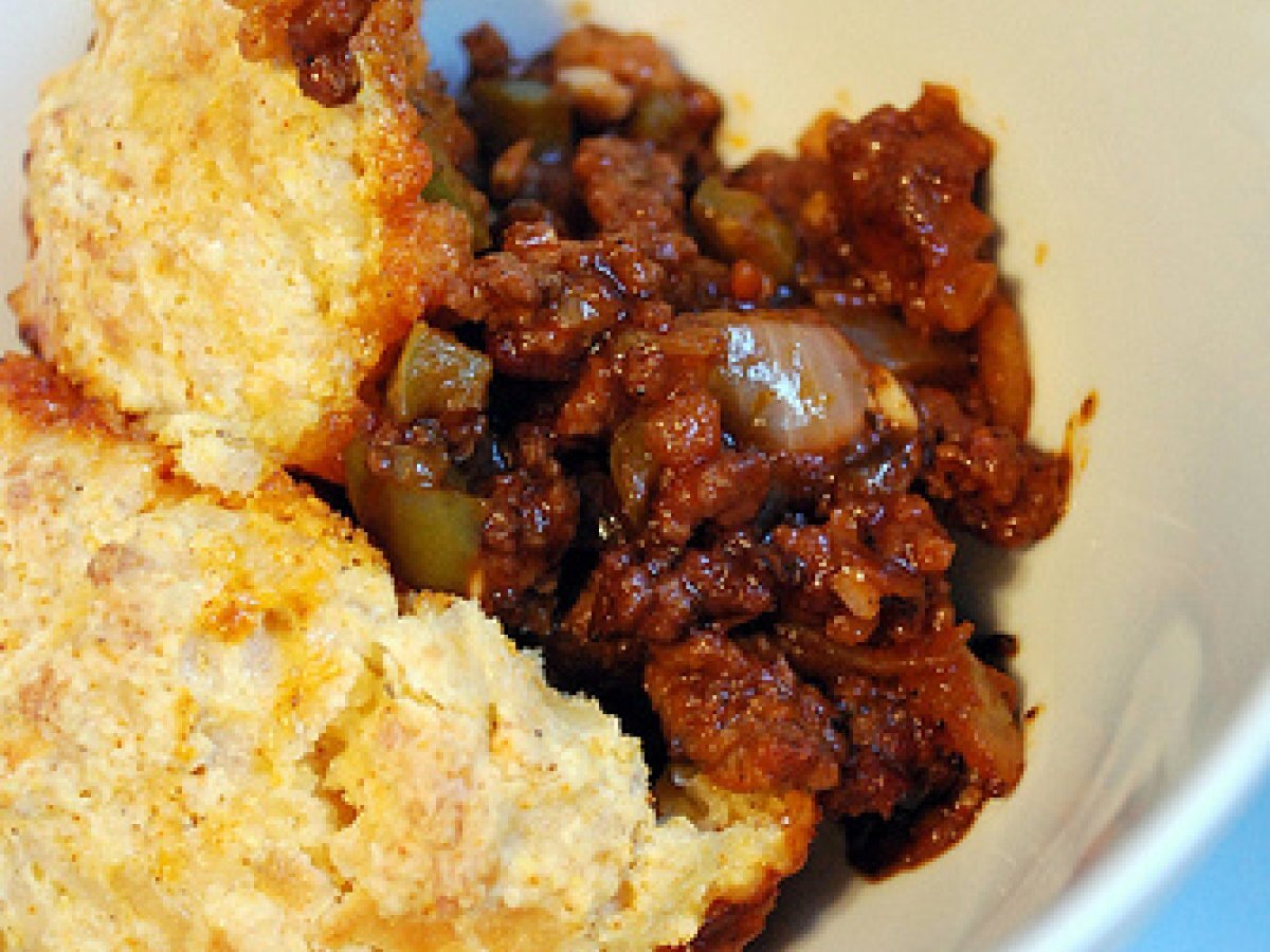 Picadillo corn bread cobbler