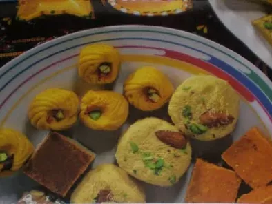 Pineapple Mawa Barfi, Chocolate Barfi, Sandesh & Chocolate Fudge