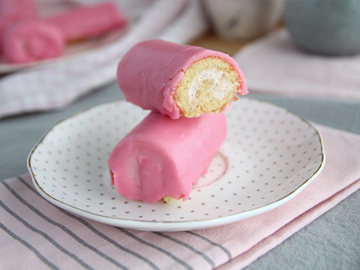 Pink panthers, mini strawberry swiss rolls