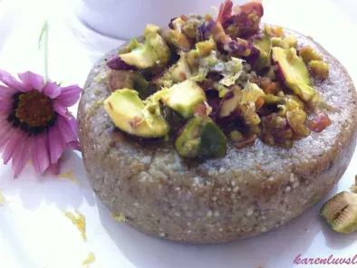 Pistachio cake with lemon agave syrup
