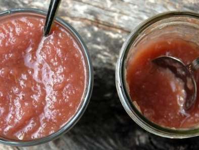 Pomegranate Applesauce (with blueberry POM reduction sauce)