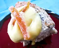 Poppyseed angel food cake recipe with grapefruit curd