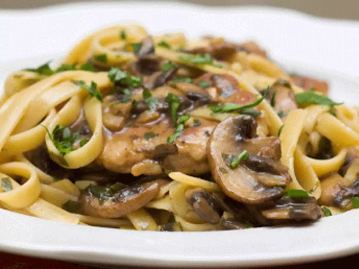Pork Tenderloin Medallions with Marsala Sauce and Pasta