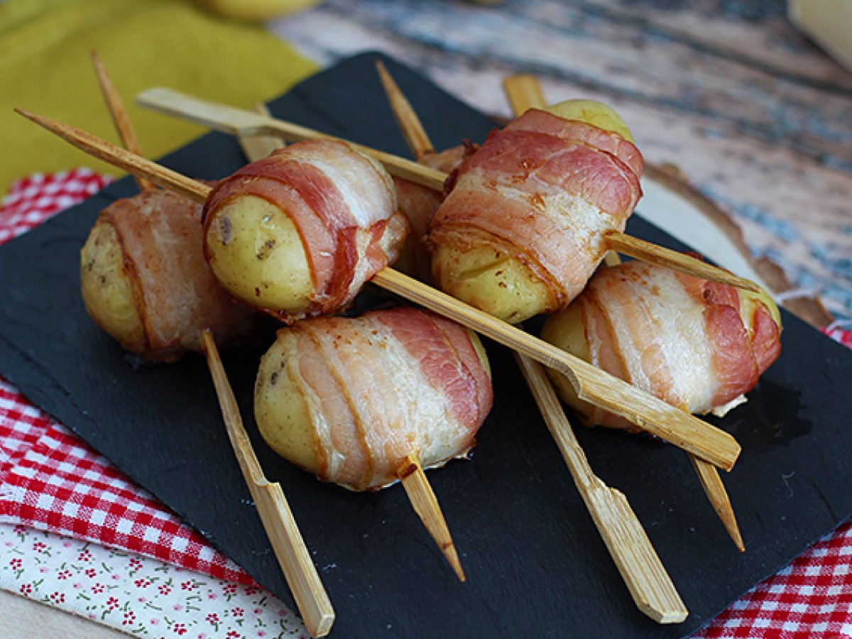 Potato and bacon skewers