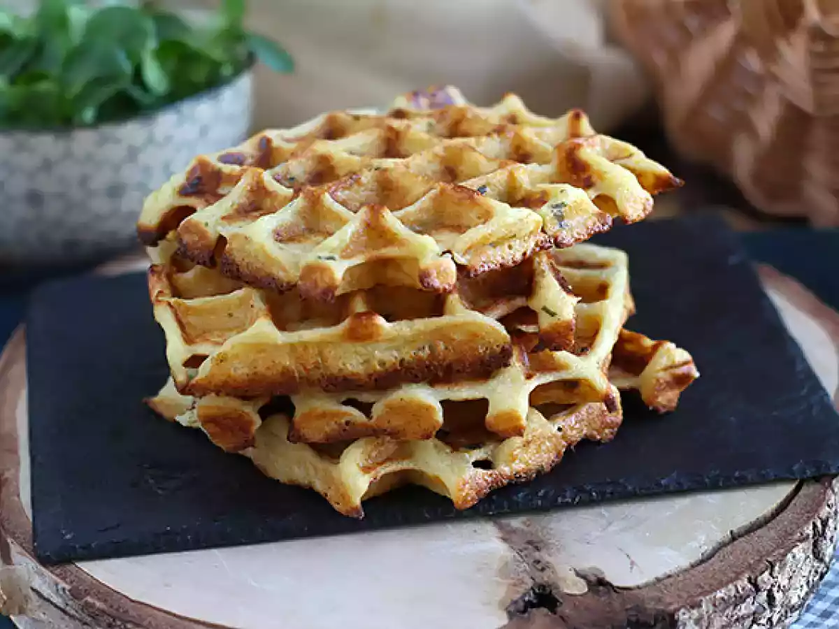 Potato waffles - waffle sandwich with smoked salmon and cream cheese - photo 6