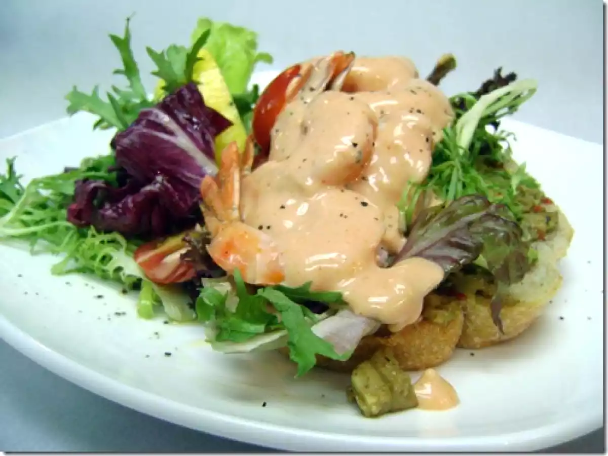 Prawn cocktail open faced sandwich