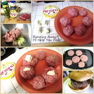 President brie stuffed burgers & strawberry popovers recipe