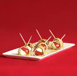 Prosciutto-mozzarella-tomato skewers recipe