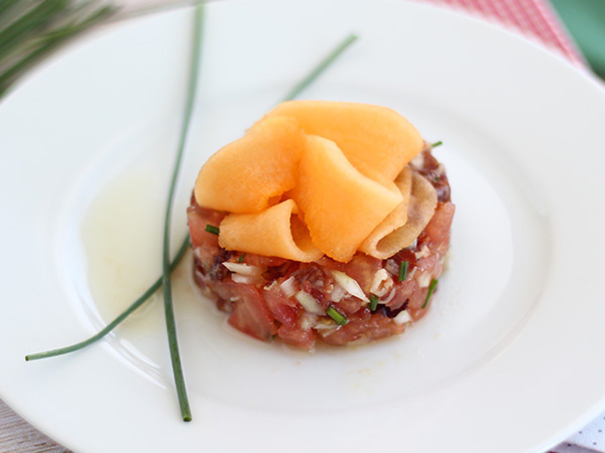 Prosciutto, tomato and cantaloupe tartare