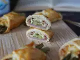 Puff pastries with asparagus, ham and melted cheese, photo 2