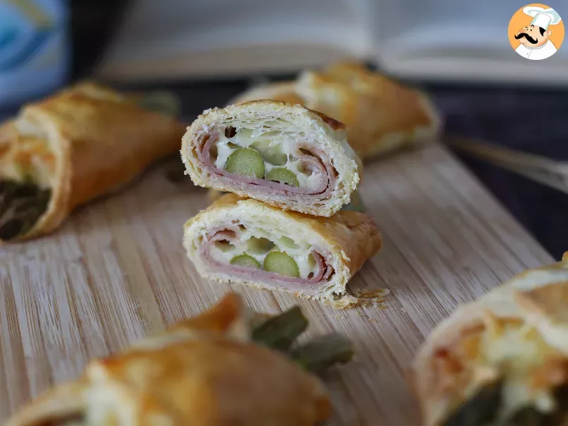 Puff pastry baskets with asparagus, ham and cheese, photo 3