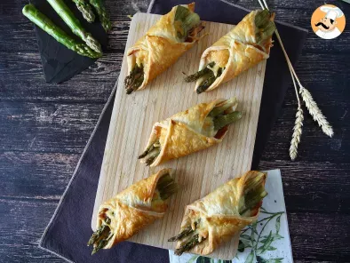 Puff pastry baskets with asparagus, ham and cheese, photo 5
