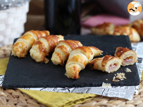 Puff pastry croissants with bechamel, ham, and cheese - photo 5