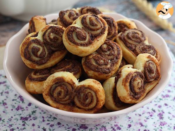 Puff pastry palmiers with chocolate spread