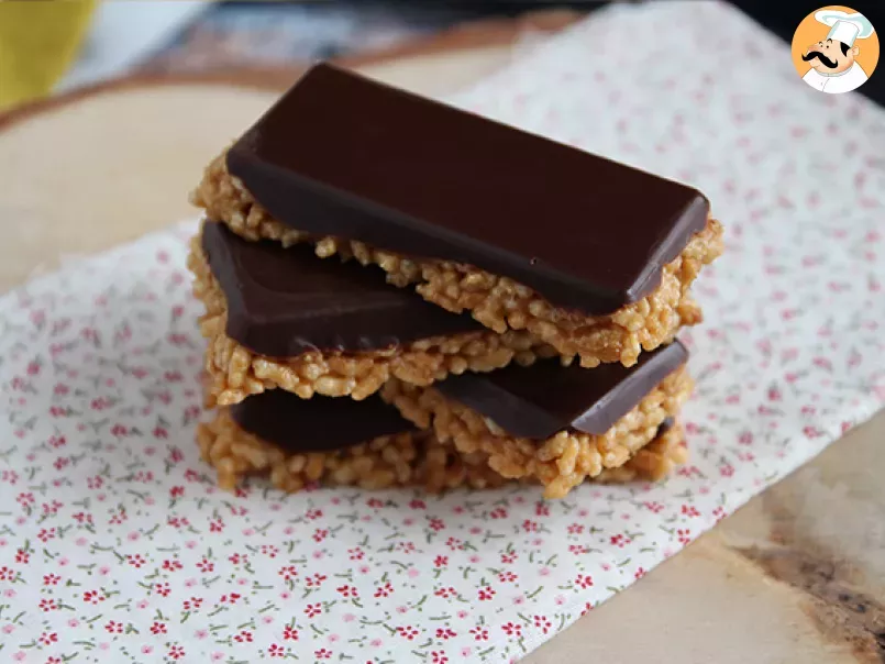 Puffed rice bars with peanut butter and chocolate, photo 1