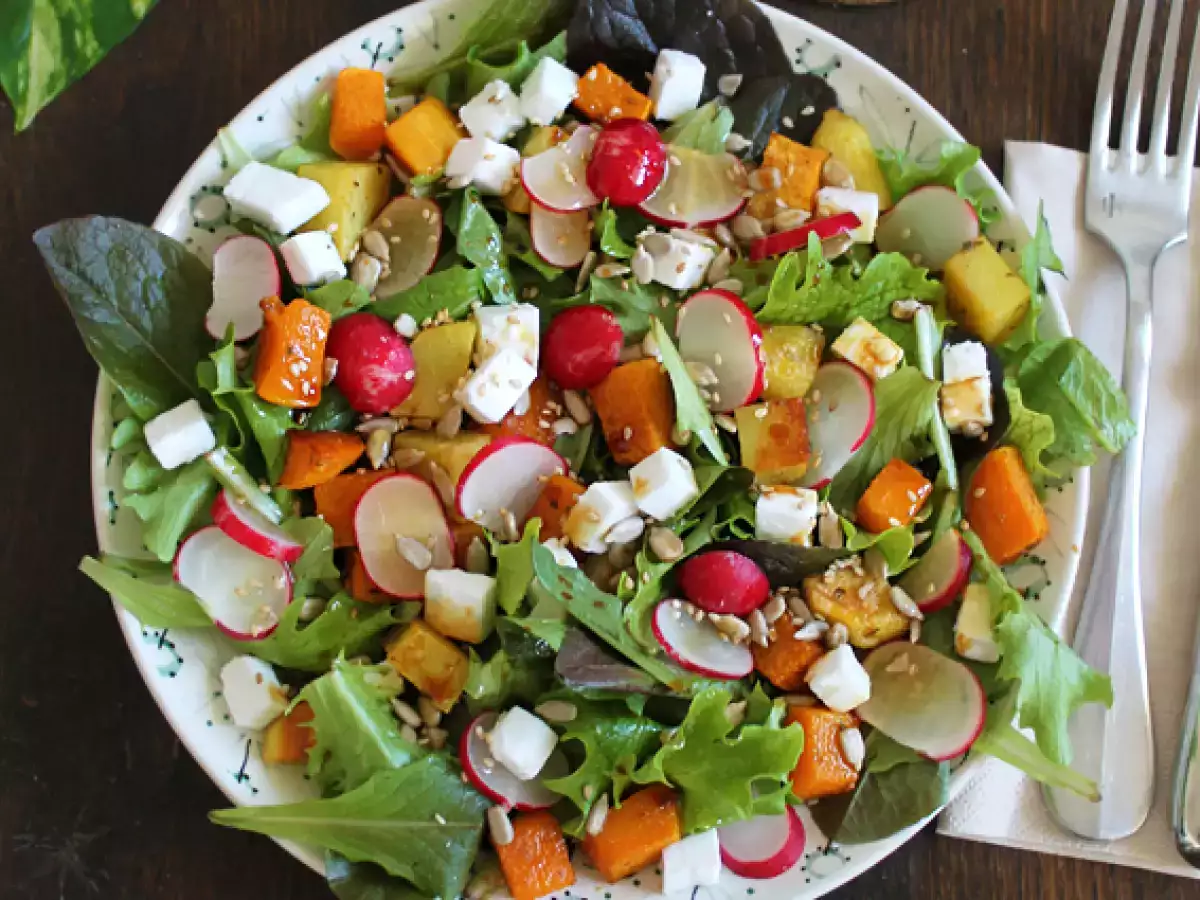 Pumpkin, Potato, Radish, and Feta Salad - photo 3