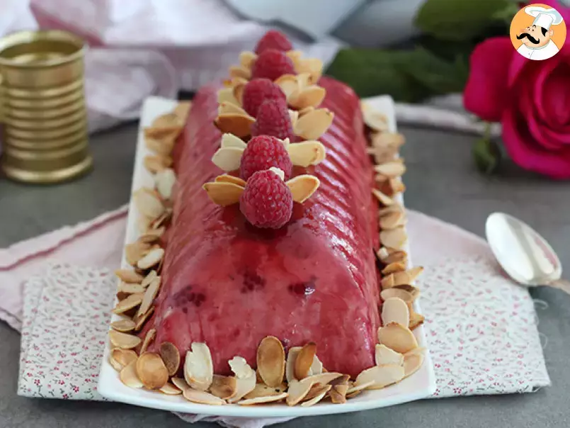 Raspberry tiramisu cake log