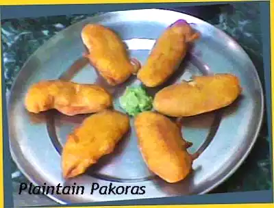 Raw banana and plantain pakoras recipe