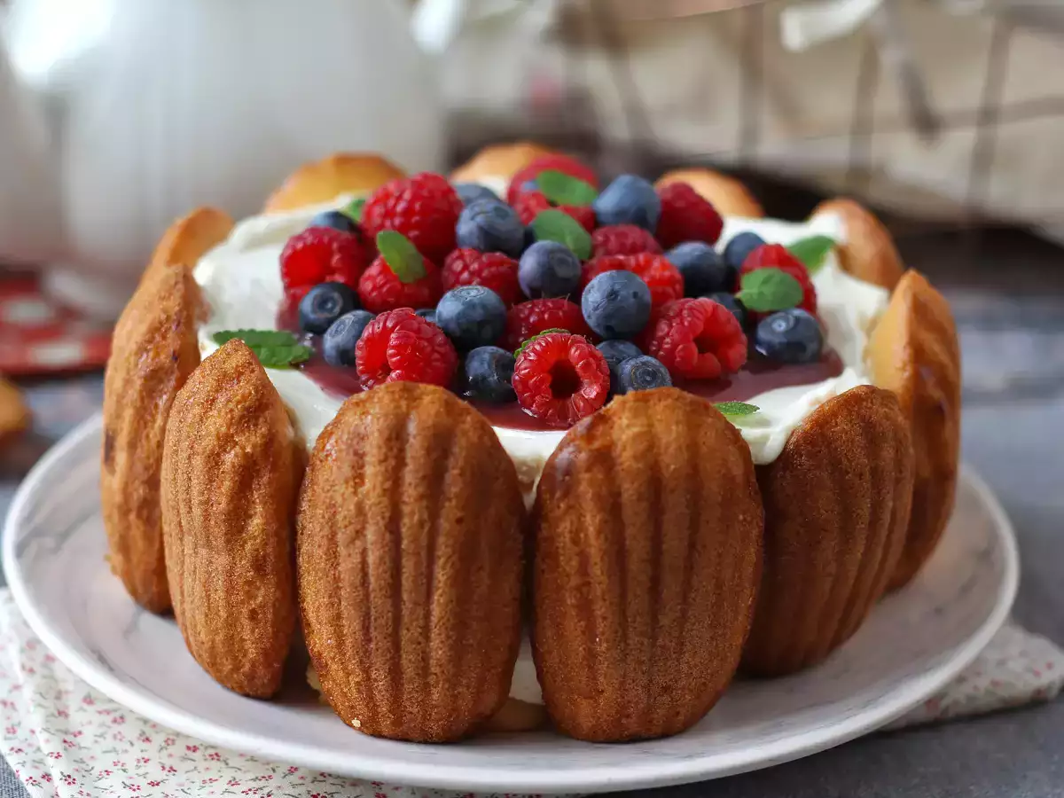Red berry charlotte with madeleines - photo 4
