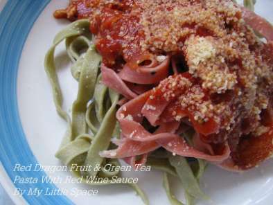 Red Dragon Fruit & Green Tea Pasta With Red Wine Sauce - photo 2