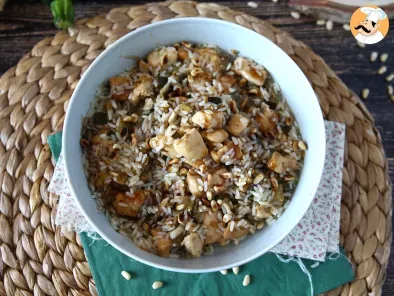 Rice salad with chicken, zucchini, pine nuts and balsamic vinegar, photo 3