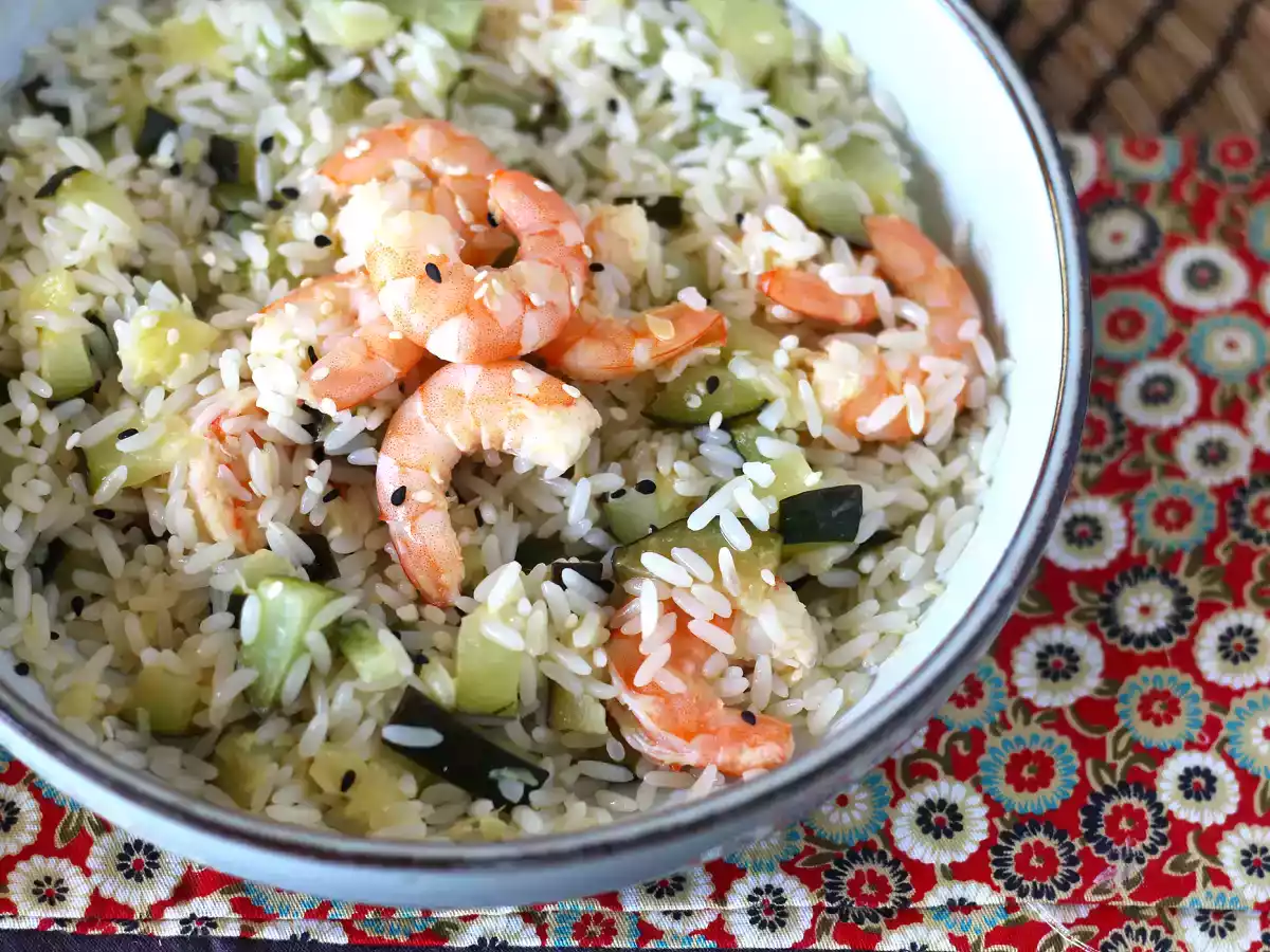 Rice salad with prawns, zucchini and ginger - photo 4