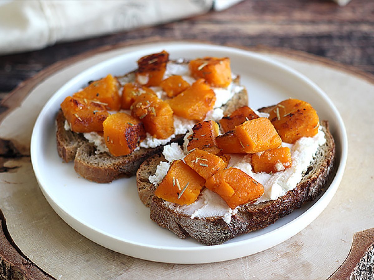 Ricotta, butternut and egg toast