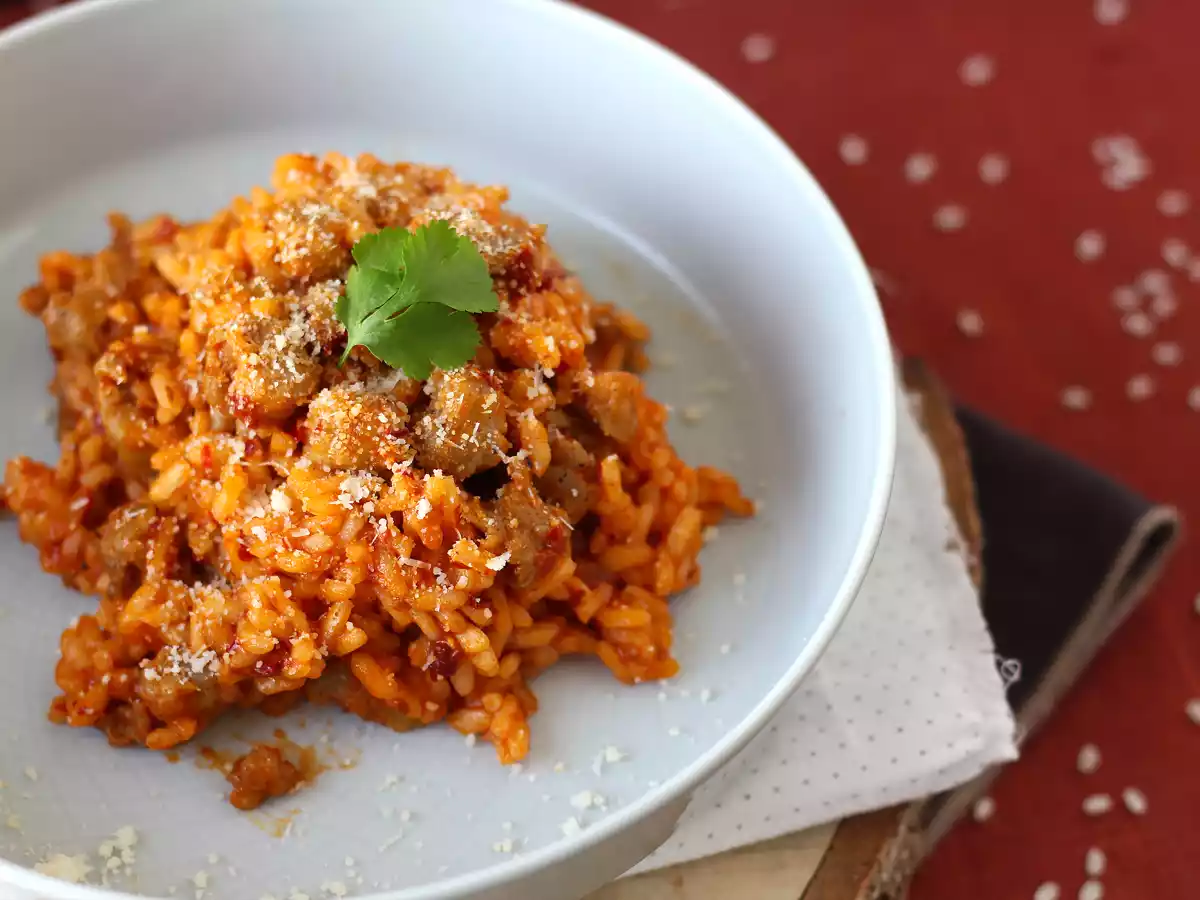 Risotto with 'nduja sausage, the perfect dish for spicy lovers!
