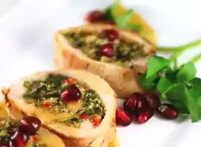 Roast pork florentine recipe with pomegranate sauce