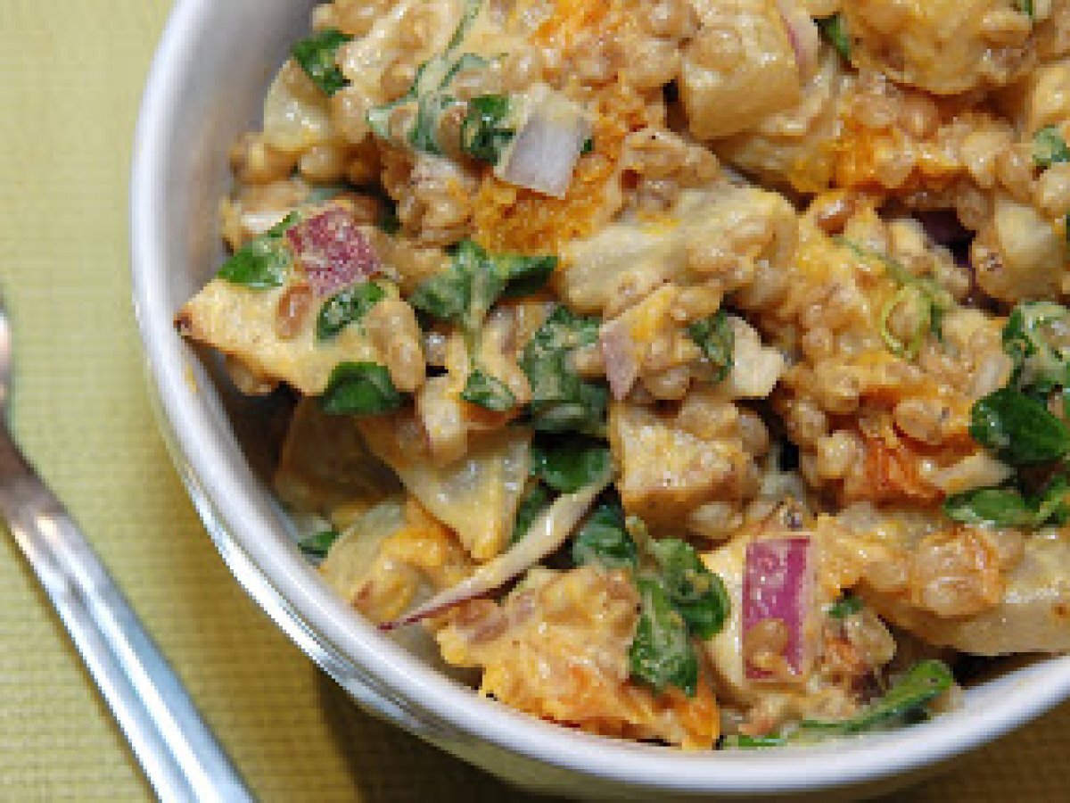 Roasted Butternut Squash, Celery Root and Kohlrabi Wheat Berry Salad