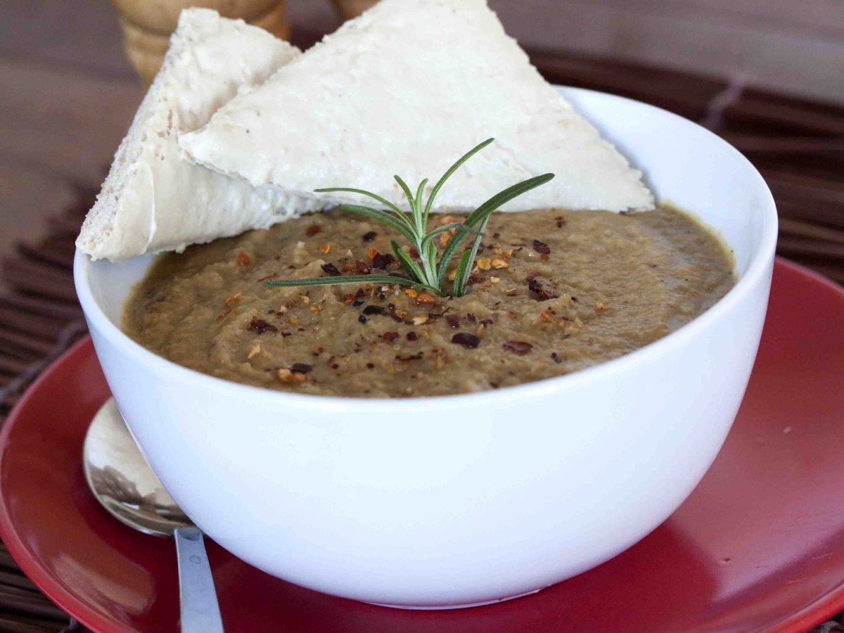 Roasted Sweet Potato, Cauliflower and Lentil Soup