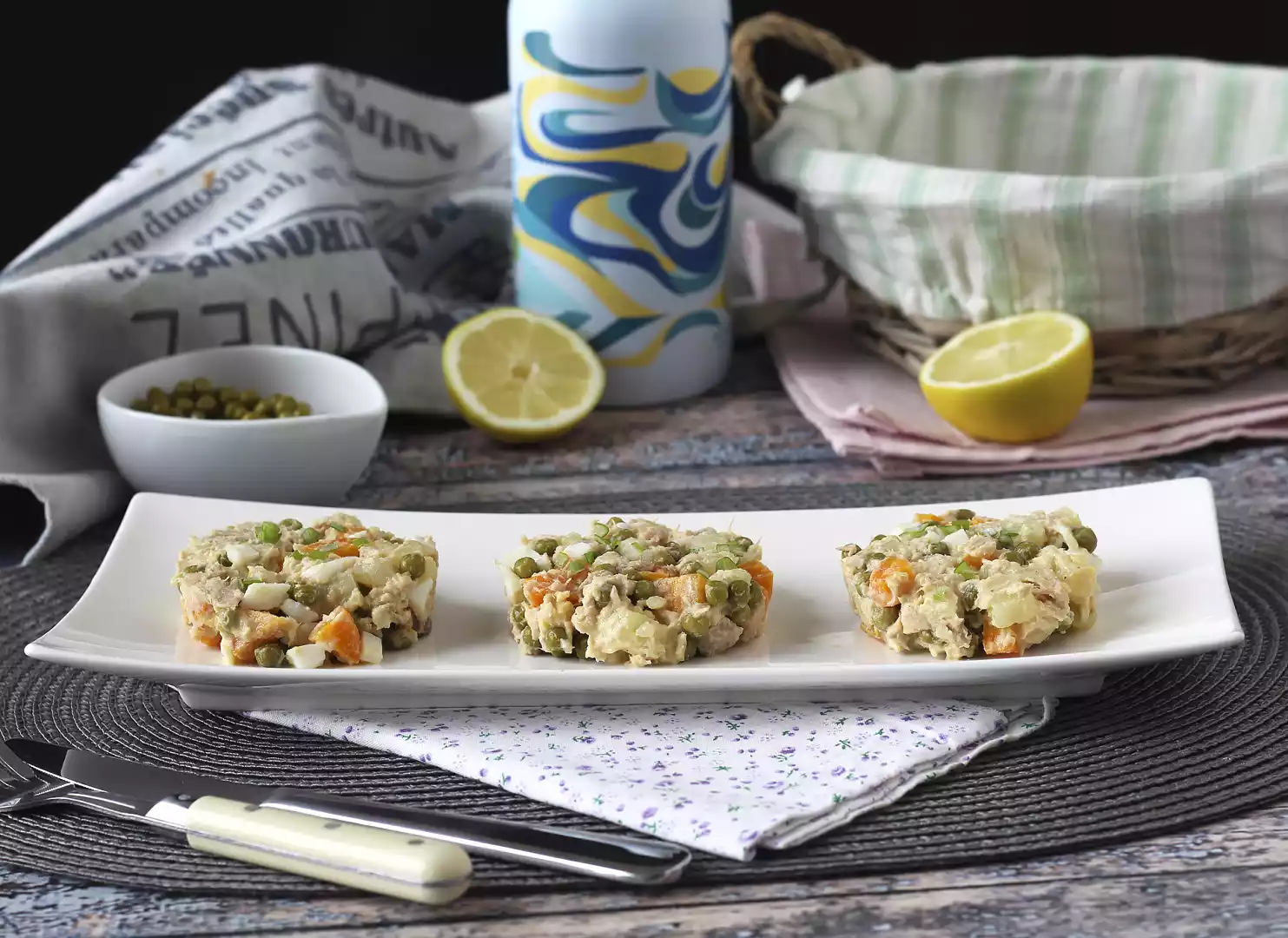 Russian salad with homemade mayonnaise