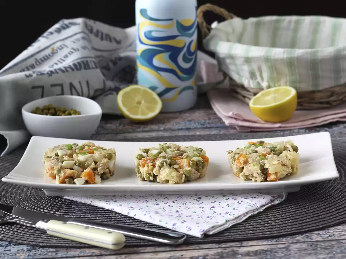 Russian salad with homemade mayonnaise