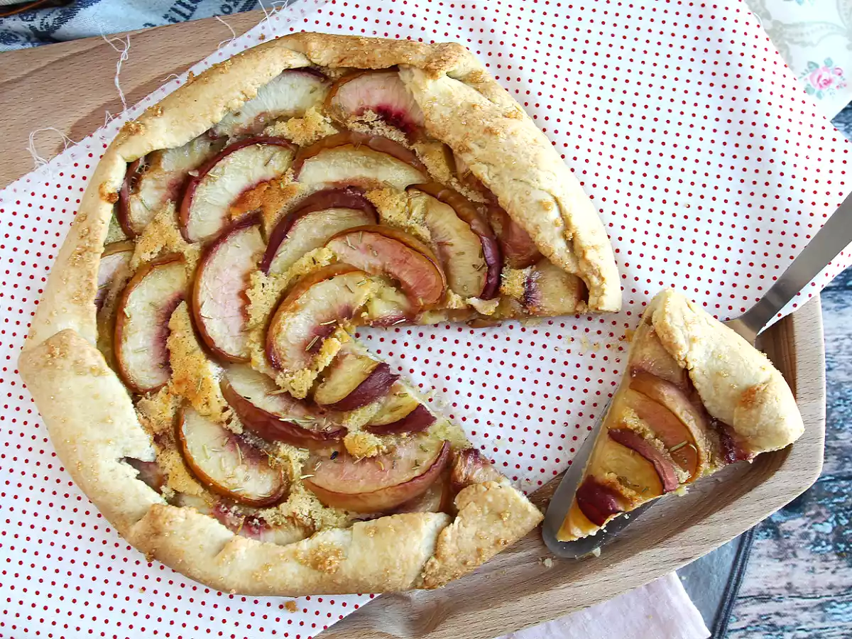 Rustic peach tart with rosemary