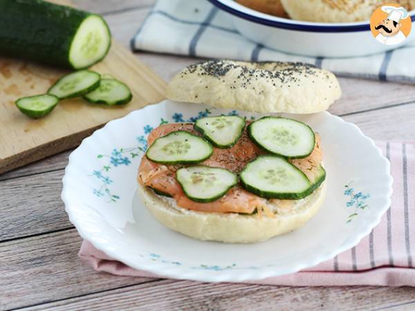 Salmon, cucumber, and cream cheese bagel - photo 2