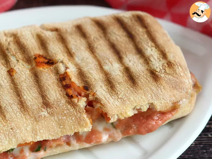 Salmon, mozzarella and dill panini sandwich - photo 2