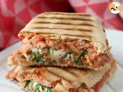 Salmon, mozzarella and dill panini sandwich - photo 3