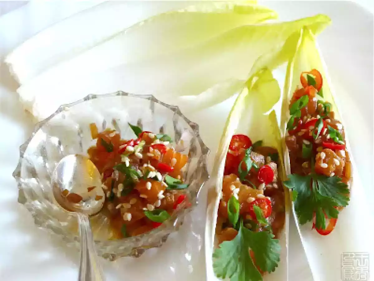 Salmon Tartare Asian Style With Chicon