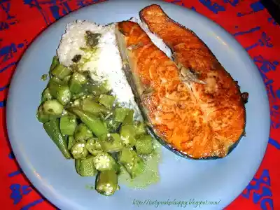 Salmon with okra recipe