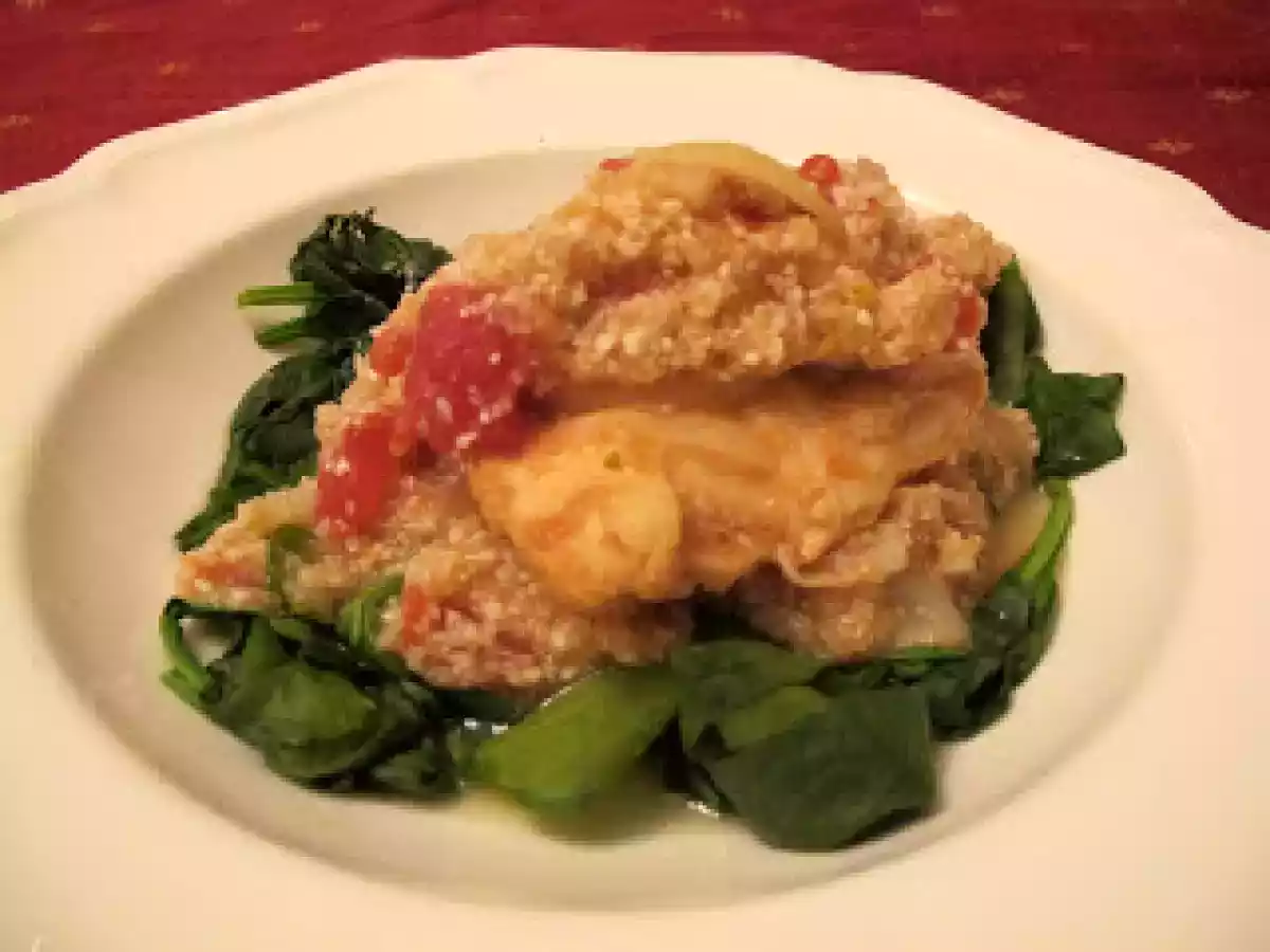 Salsa Chicken on saute Spinach