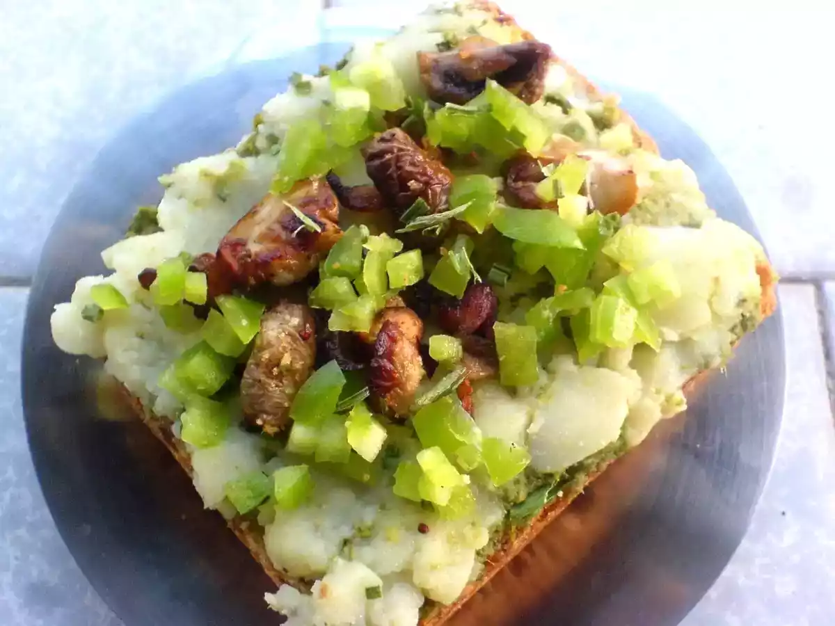 Sauteed Mushroom, Mashed Potato Open Sandwich