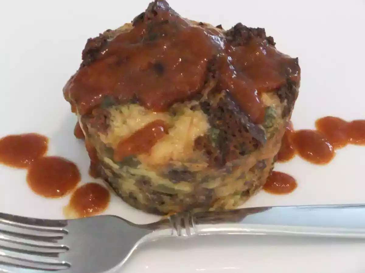 Savory Bread Pudding with Demi-Glaze Drizzle