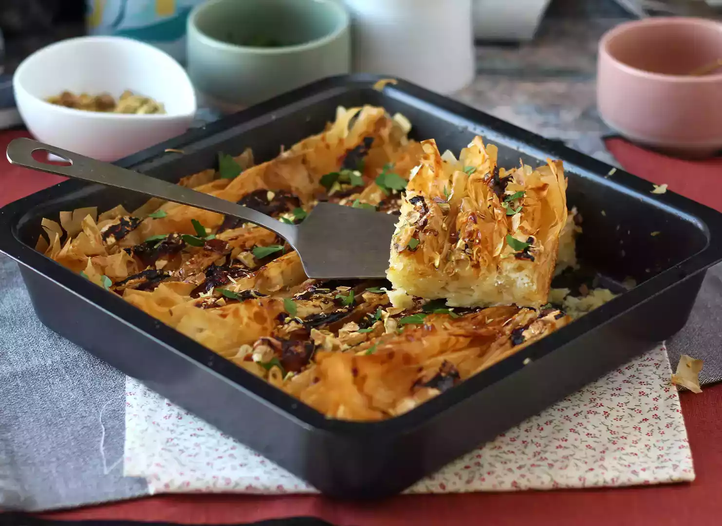 Savory crinkle cake recipe with goat cheese and honey