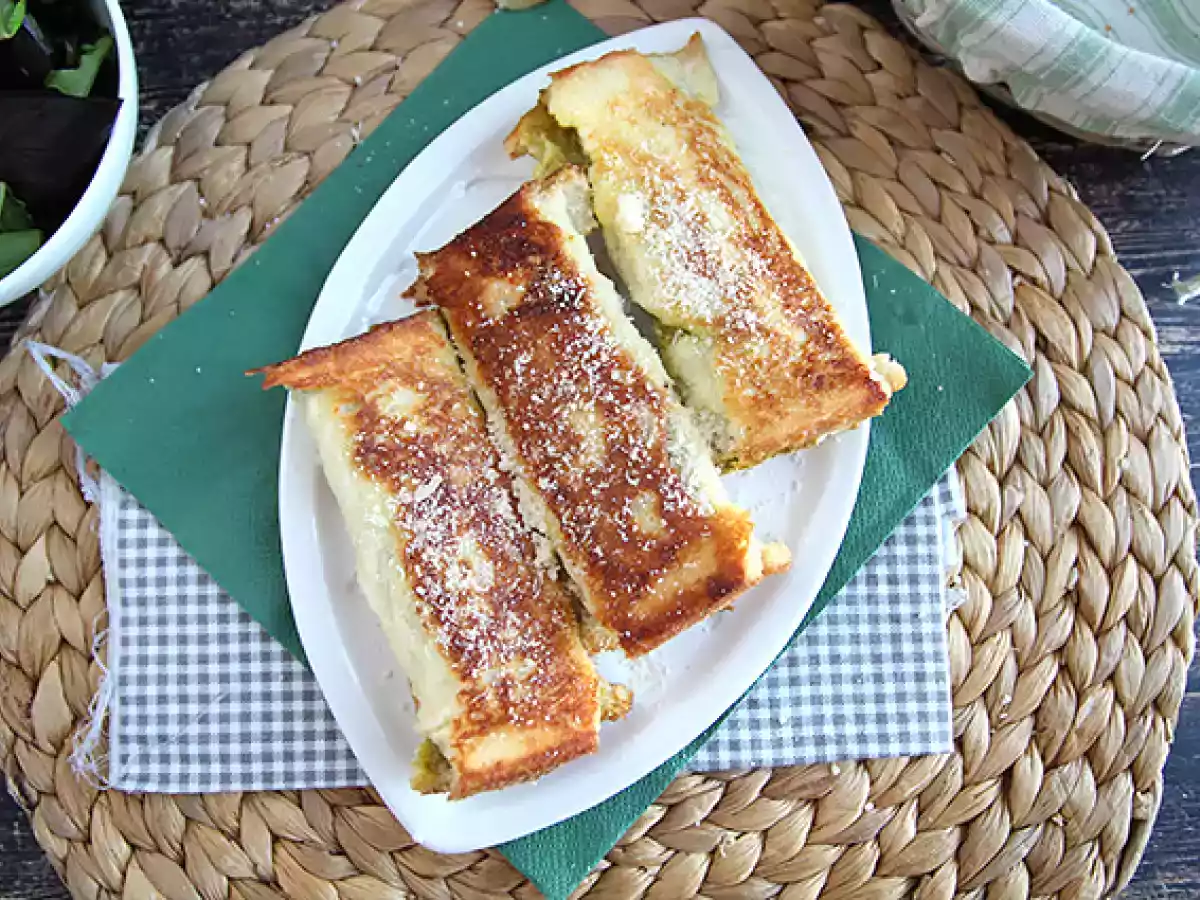 Savory french toast rolls with pesto
