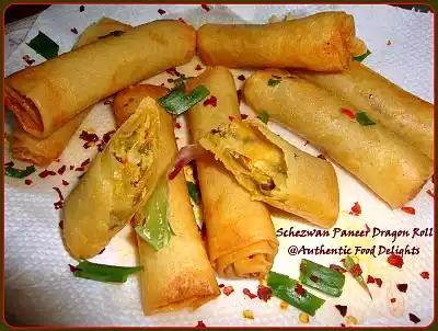 Schezwan paneer dragon roll recipe