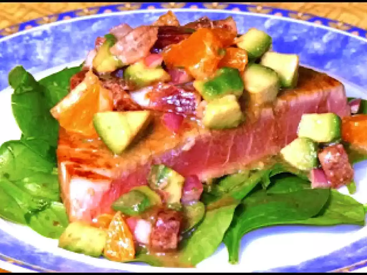 Seared Ahi Tuna with Blood Orange and Avocado Salsa