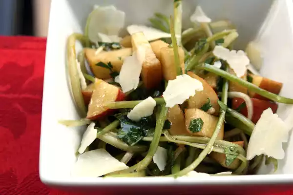 Shaved celery and apple salad recipe with honey-lemon dressing