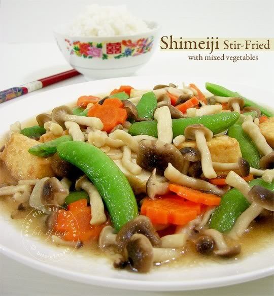 Shimeji stirfried with mixed vegetables Recipe Petitchef