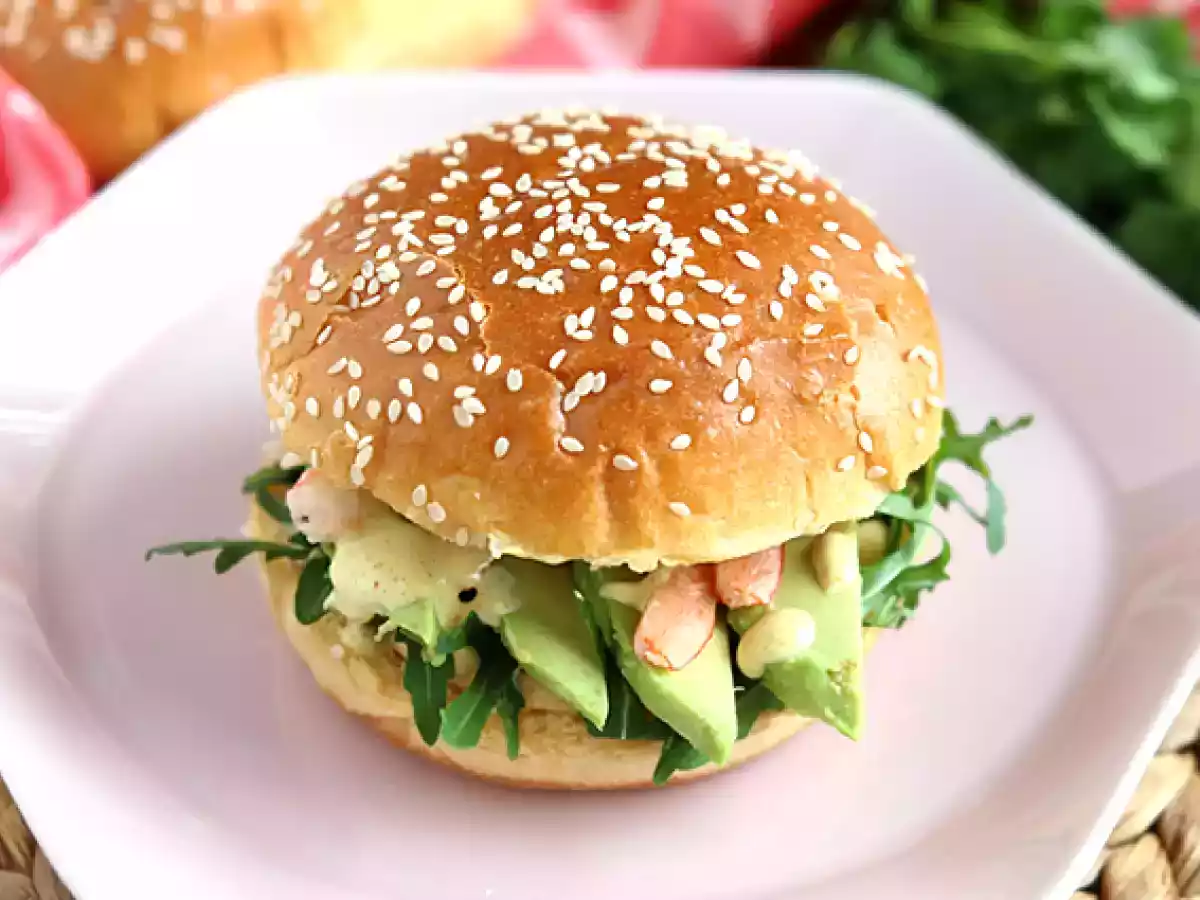 Shrimp, avocado, and cilantro sandwich